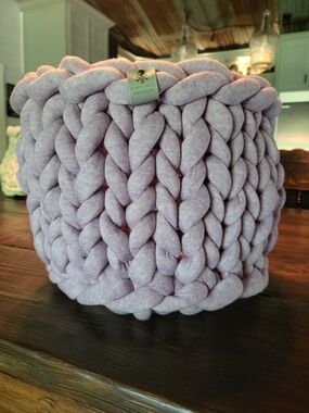 Handmade Chunky Knit Lavender Storage Basket by Flying Vines Handworks